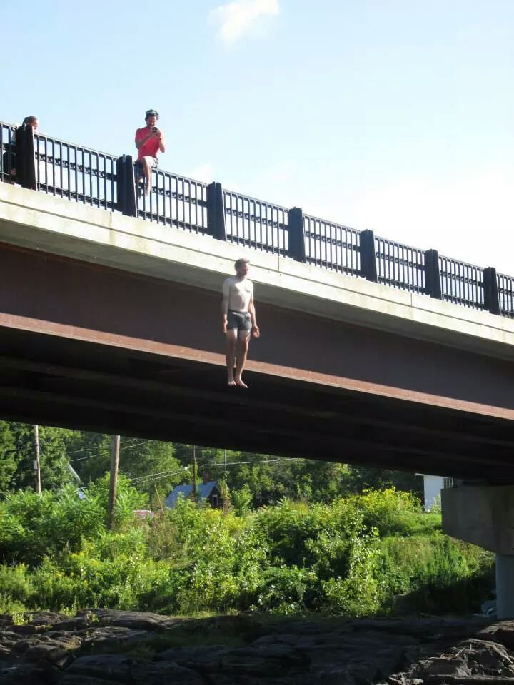 Taken an instant after I jumped off a bridge in Vermont. Weird floating effect...