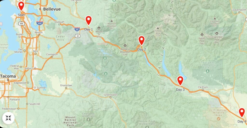 Snoqualmie to Ellensburg